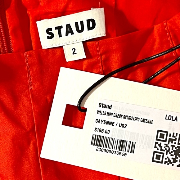 NWT Staud Wells Mini Dress Cayenne - Picture 15 of 16